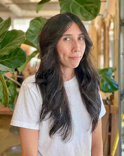 Center-Parted Razor Cut with Mermaid Long Layers