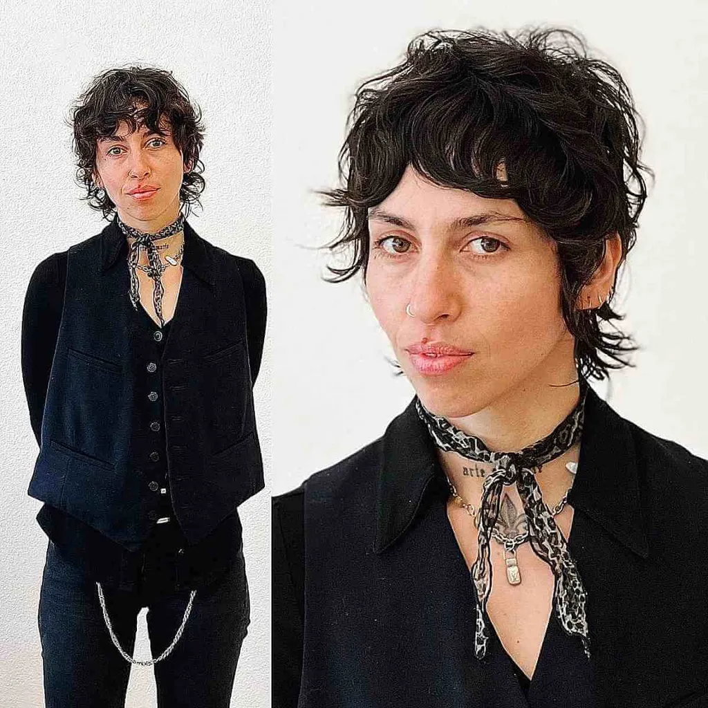 Salmonete de pelusa corta y tenue con corte de navaja y flequillo' title=