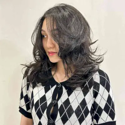 Medium-Length Messy Feathered Hush Cut