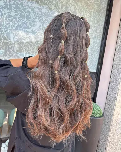 Different Long Hair with Multiple Small Bubble Ponytails