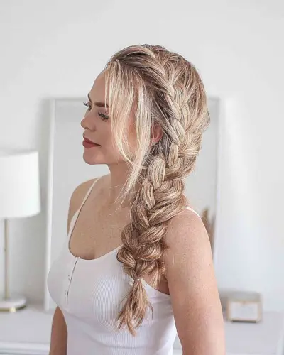 Different French Braided Low Pony with Face-Framing Layers