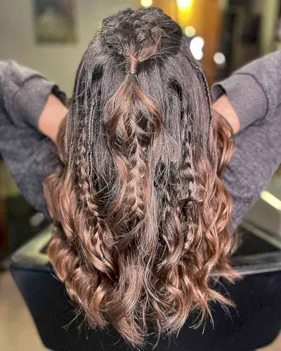 Mid-Length Half Updo with Medieval Viking-Inspired Braids