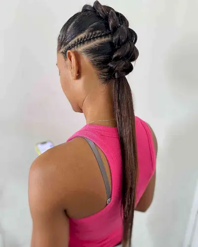 Long-Length Volleyball Pony Hairstyle with Braids Different Hairstyles