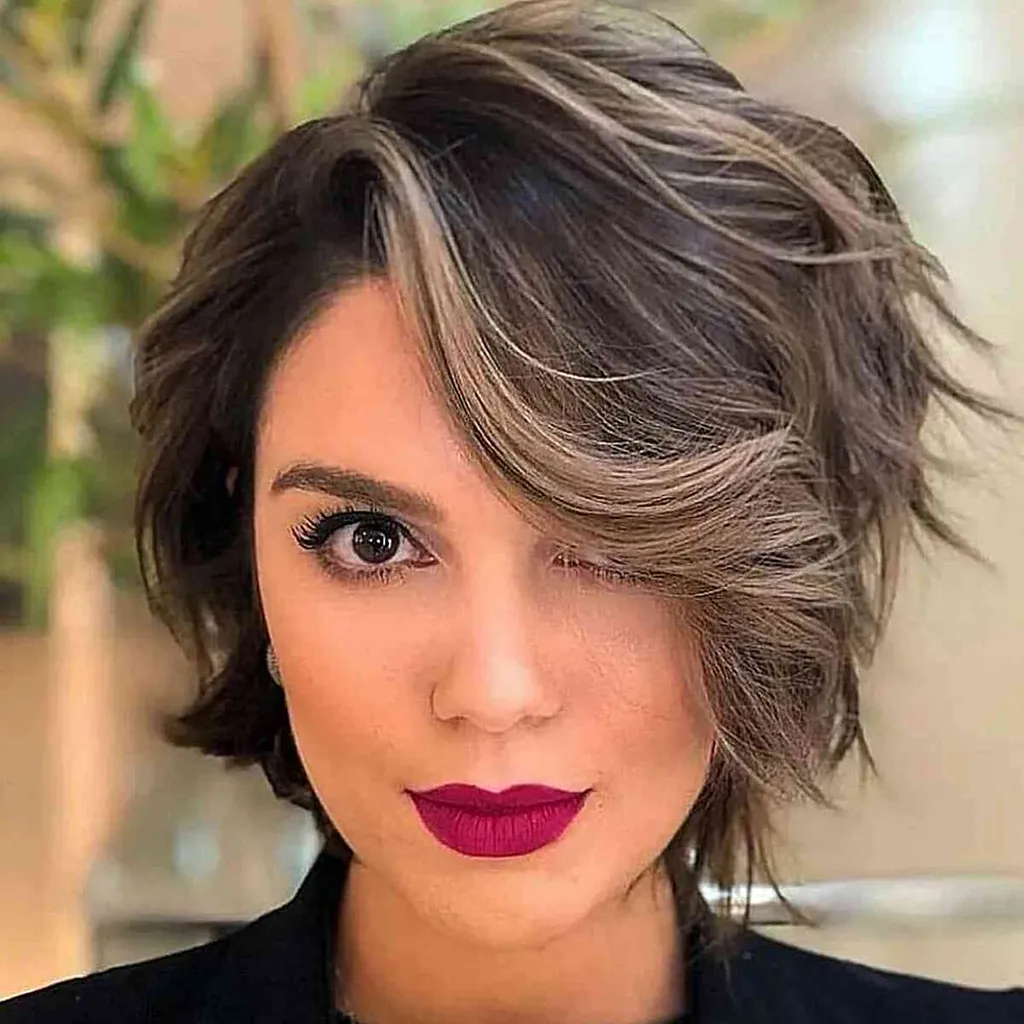 Hlboká bočná časť a dlhé strapce posunuté do strany' title=