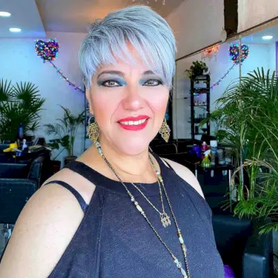 Light Blue Choppy Pixie Cut for a Long Face Shape