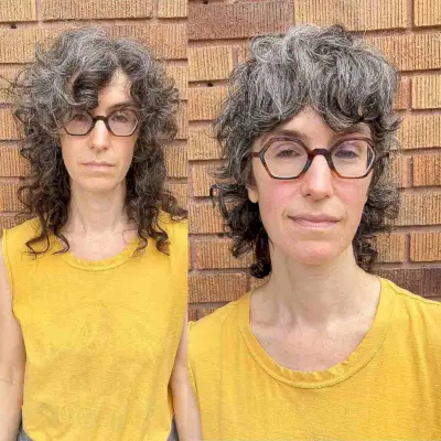 Mullet Shaggy Bob with Bangs for Curly Hair and Long Faces