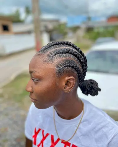 All-Back Cornrows Volleyball Updo