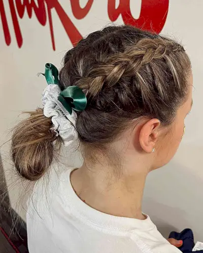 Boxer Braids Updo with Bow for Volleyball Athletes