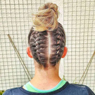 Inverted Braids with Top Knot for Volleyball Girls