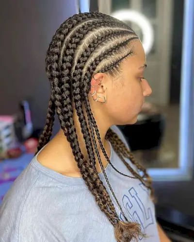 Volleyball Sleek Ghana Braids for Medium Hair