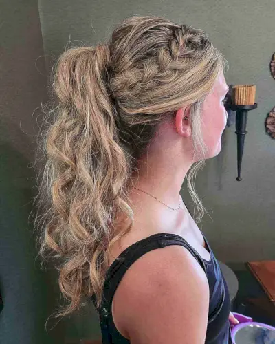 Volleyball Textured Long High Ponytail with Side Braid