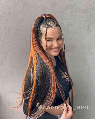 Volleyball Curved Braids and Pony on Very Long Hair