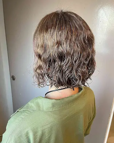 Soft Body Wave Perm on Short Brown Bob