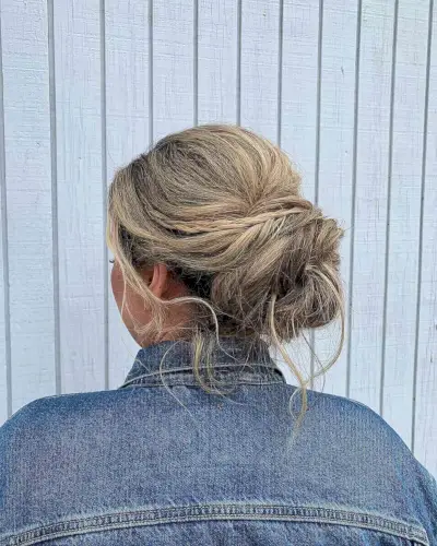 Casual Messy Blonde Low Bun