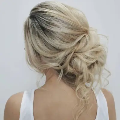 Soft messy bun hairstyle
