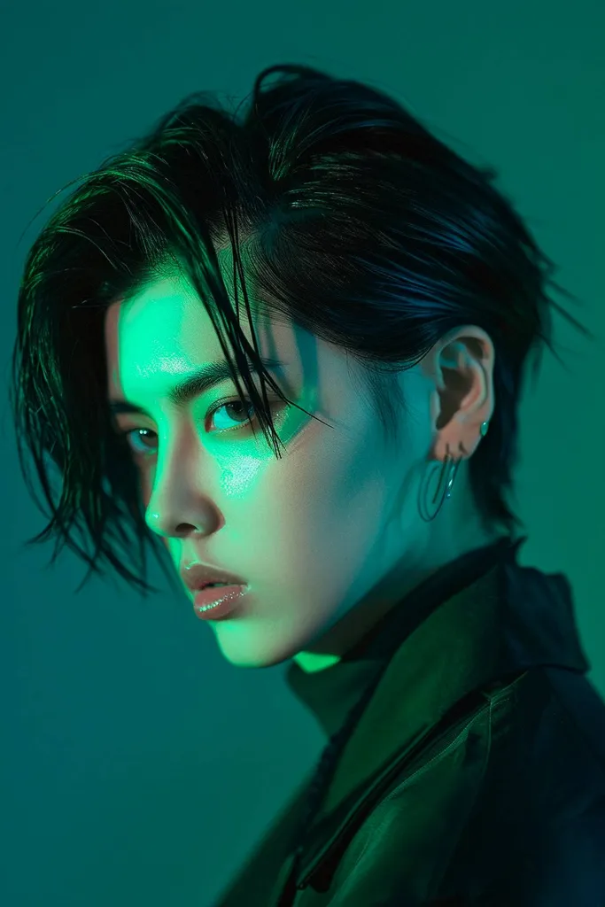 Gravicut frizura z mokrim teksturiranim pixie striženjem s sijajnimi kot črnimi plastmi' title=