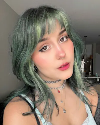 Green Octopus Hair with a Wispy Fringe