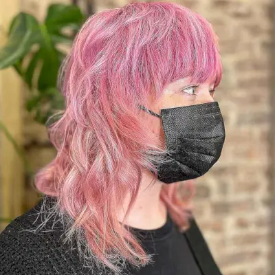 Pink Octopus Hair with Brow-Length Bangs