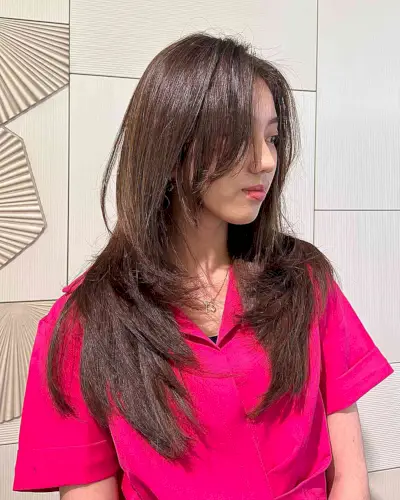 Straight Butterfly Layered Hush Cut on Long-Length Hair