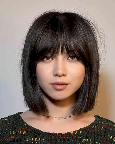 Textured Bob with a Choppy Fringe for Heart Faces and women with short hair