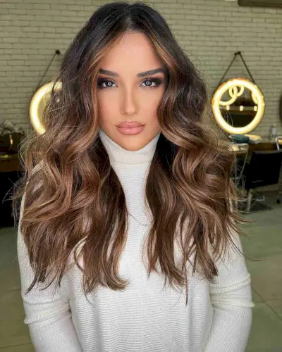 Gorgeous Long Brown Balayage for Heart Faces