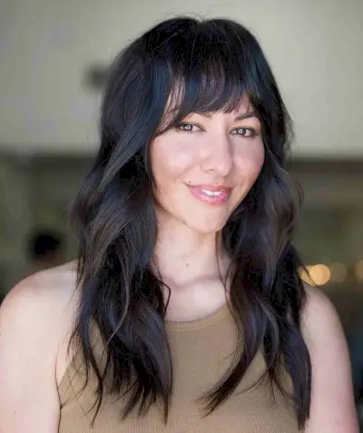 Long Straight Hair with Fringe Bangs for a Heart Face