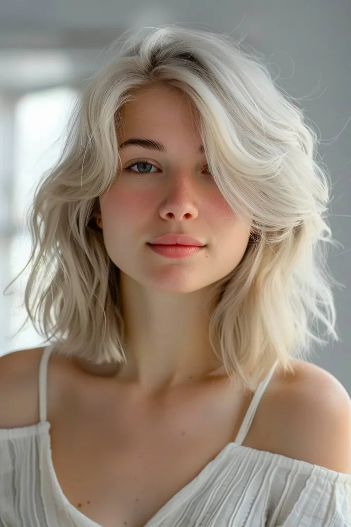 Myk skyskåret hårklipp med fjærlag og luftig tekstur' title=