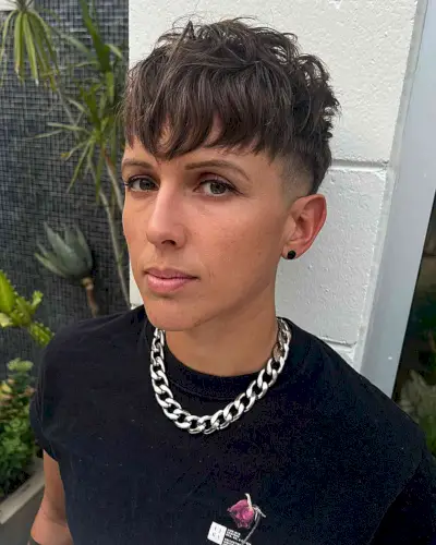 Androgynous Drop Fade with a V-Point Fringe 