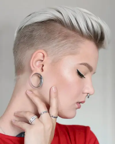 Sexy Androgynous Silver Undercut