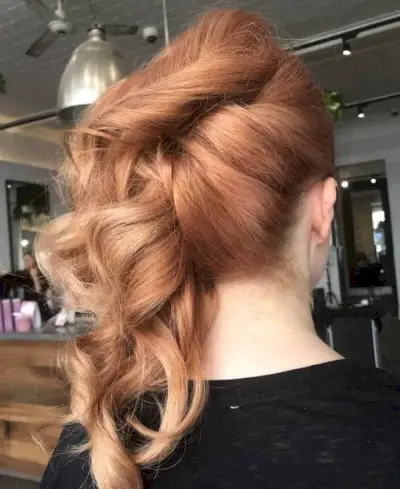 Stylish Side Swept Updo With Blonde Highlights