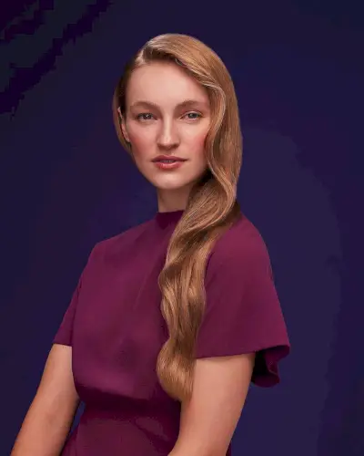 Copper Swept Long Hair with a Side Part