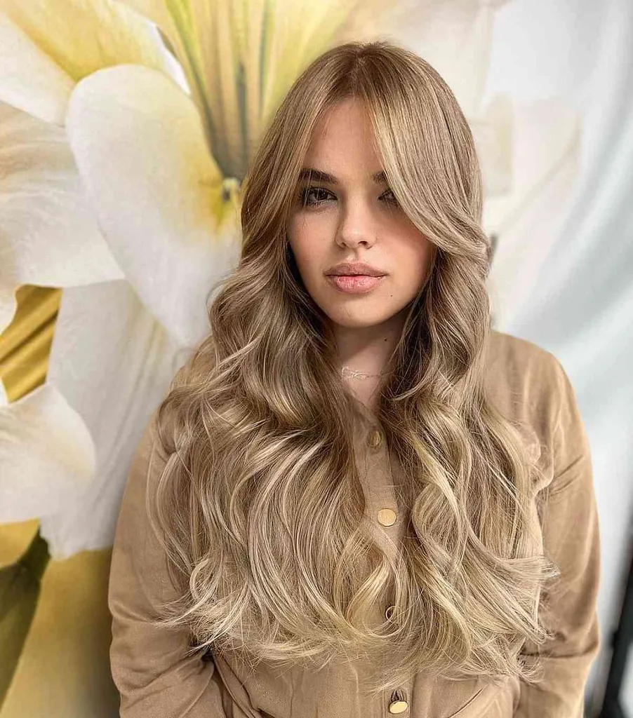 Peinado extra largo con raya media' title=