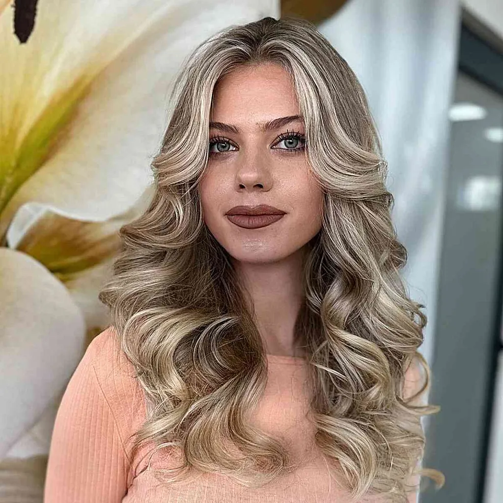 Cabello rizado y con raya media' title=