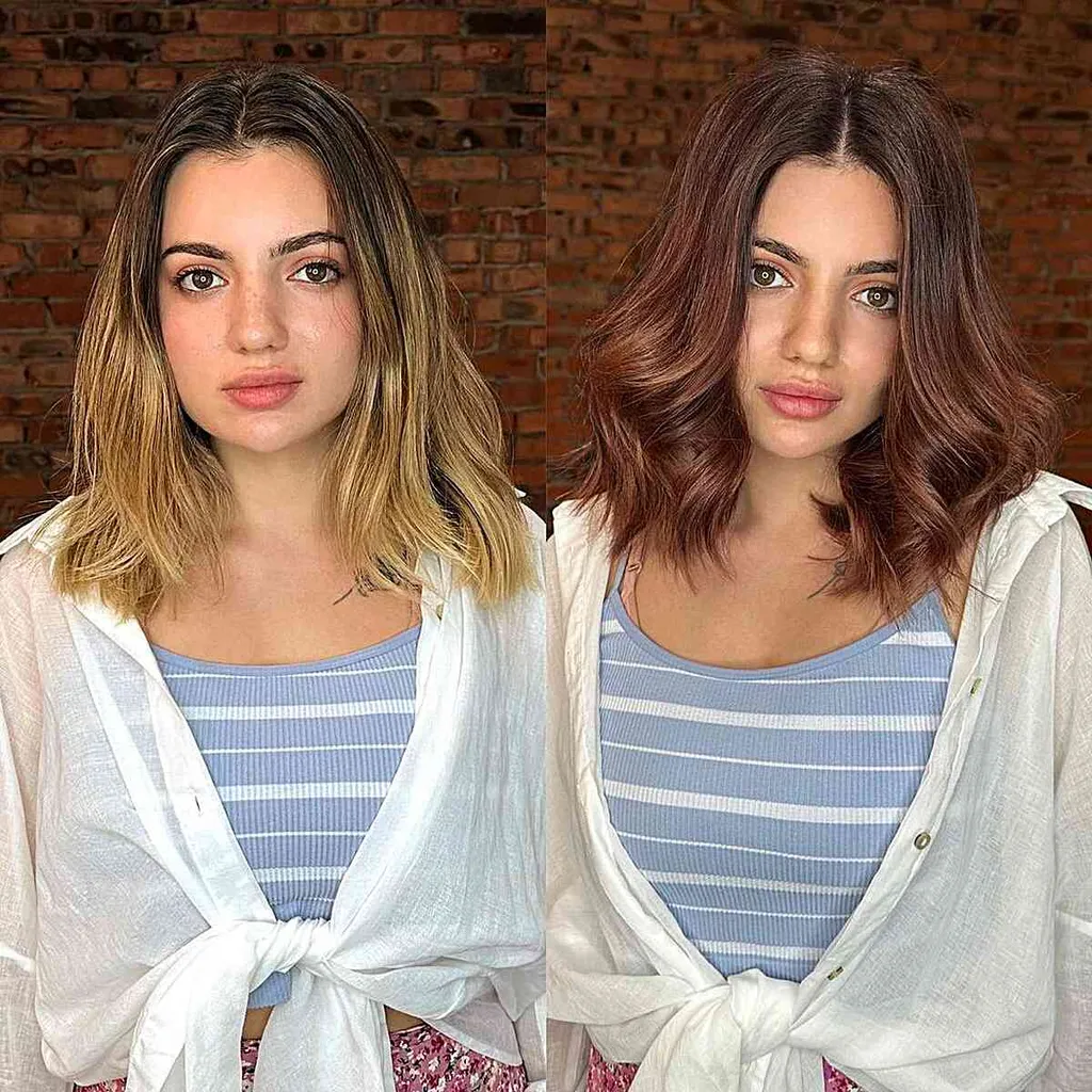 Adorable cabello moreno con raya en medio' title=