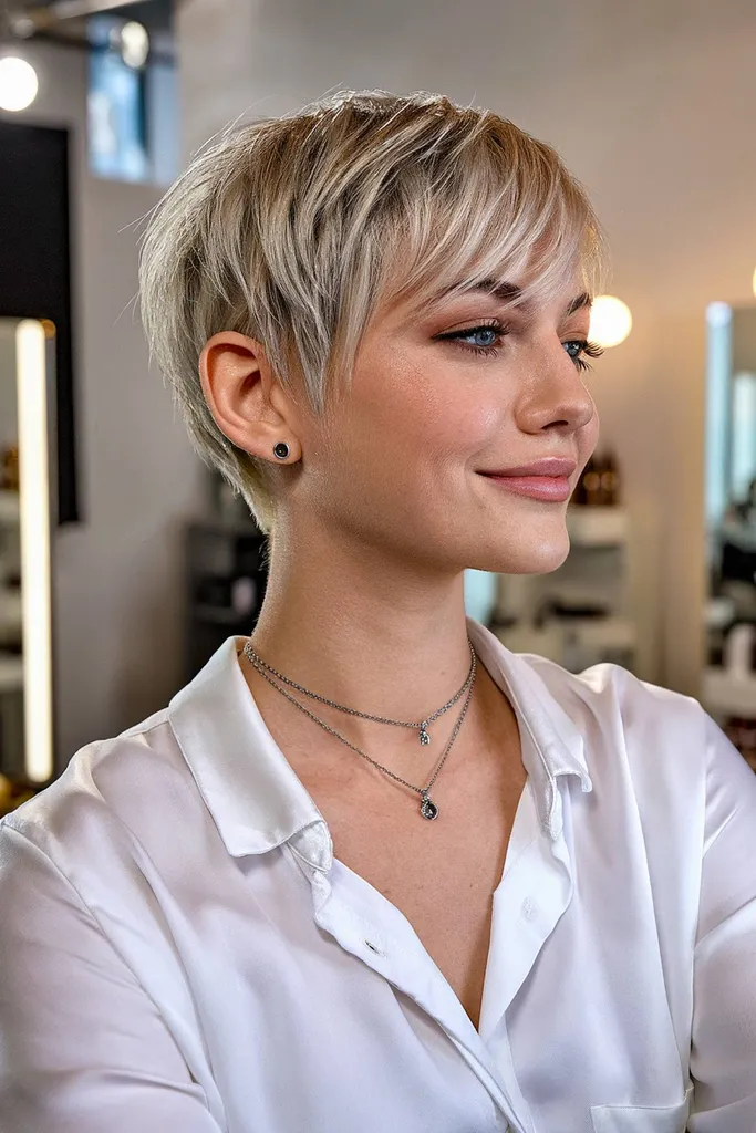 Söt pixie-frisyr för fint hår' title=