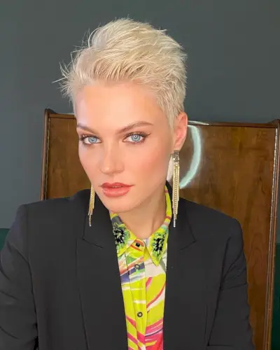 Bold short pixie with spiky hair on top