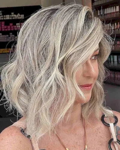 Cool Mid-Length Hair in Textured Wavy Lob Style