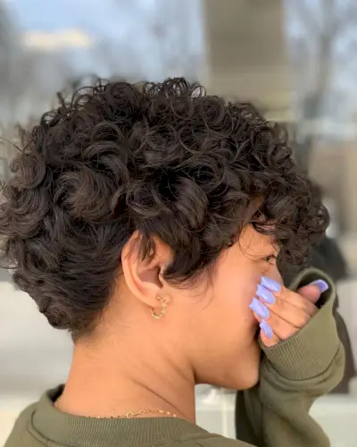 Spiral perm on a layered pixie