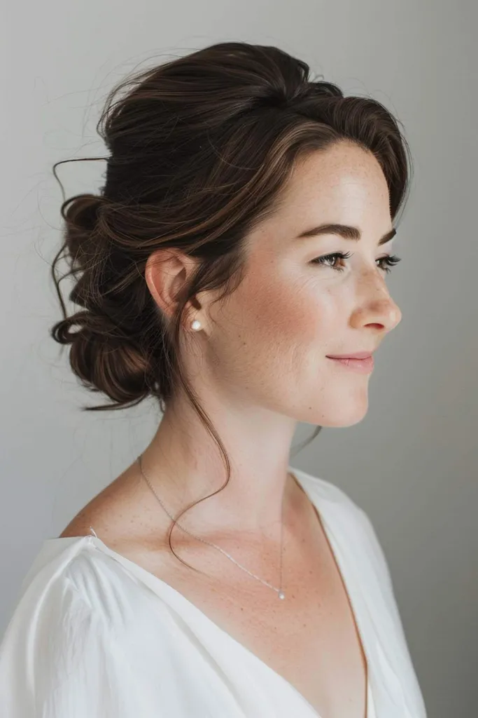 Coiffure de mariage chignon élégante pour temps chaud' title=