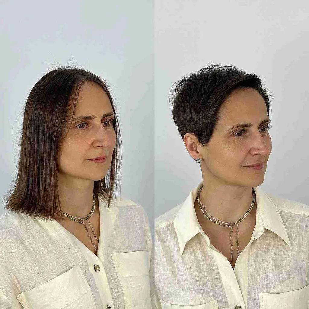 Myk rufsete nisse med en dyp sidedel for tynnere hår' title=