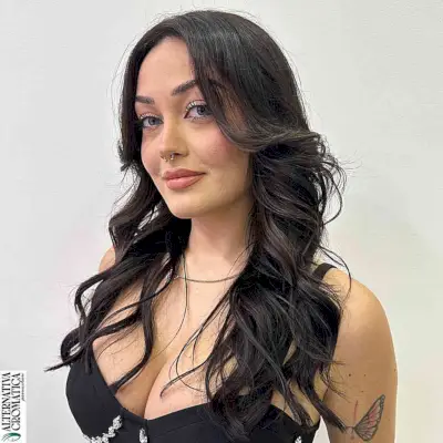 Layered Wavy Black Butterfly Hair with Face Frame for Rectangular Face Shapes