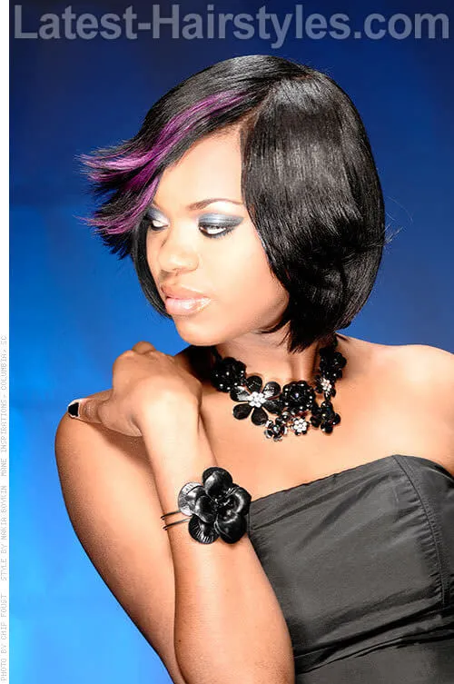 Bob évasé avec frange' title=