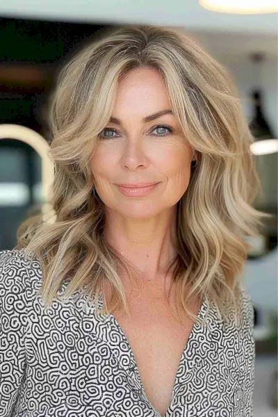 Effortless shoulder-length waves with a center part
