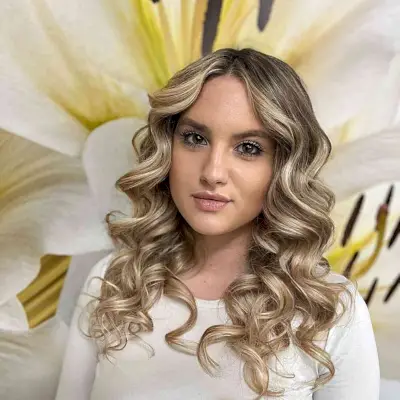 Blonde Balayage with a Center Part