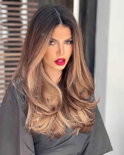 Long Hair with a Middle Part and Ombre