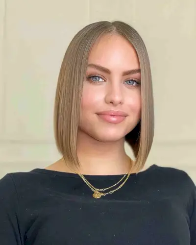 Sleek Ash Brown Bob with a Center Part