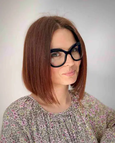 Middle-Part Bob for Women with Glasses