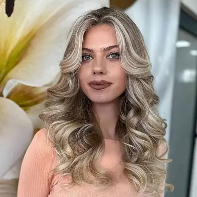 Middle Parted and Curled Hair