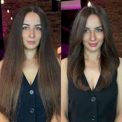 Softly Layered Middle-Parted Brunette Hair