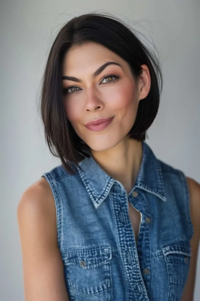 Asimetrična Sahag frizura za tanke do srednje dolge lase, ki dodajo oster pridih.' title=